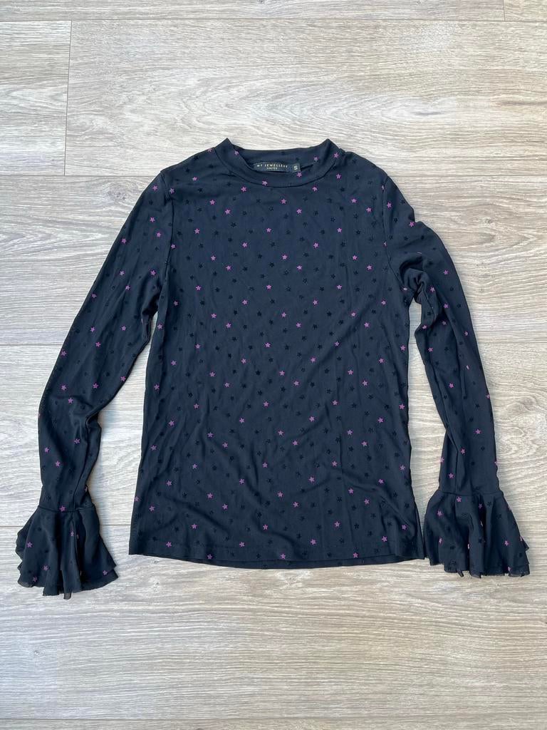 My Jewellery Limited top met sterrenprint en trompetmouwen, Zwart, Ophalen of Verzenden, Zo goed als nieuw, Lange mouw