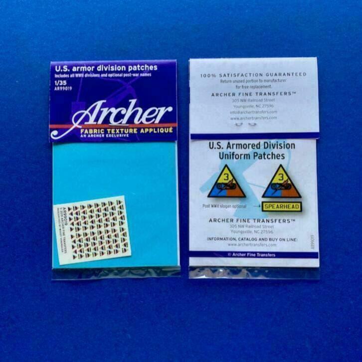 ARCHER	AR99019	US armored division patches	1/35, Verzenden, Nieuw, 1:35 tot 1:50