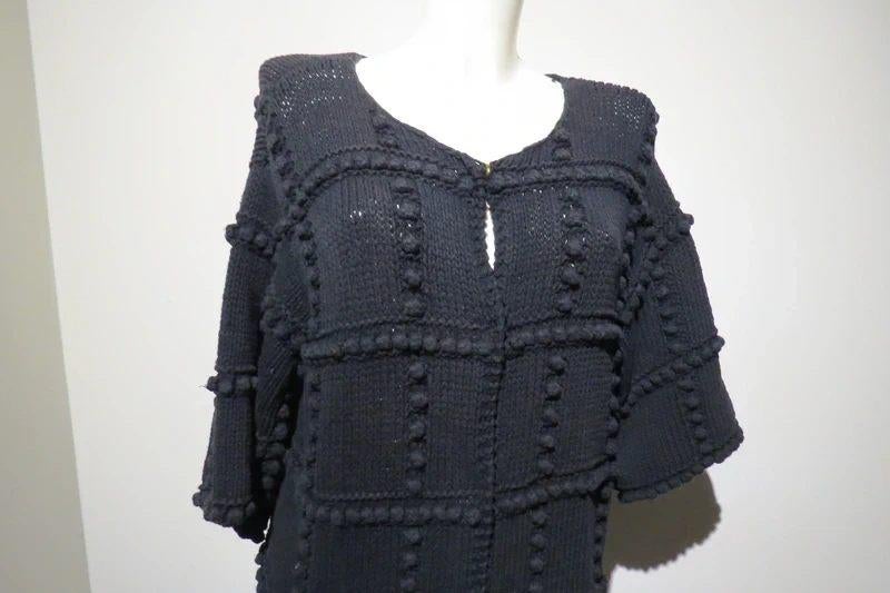 Ganni grof gebreid vest sier werk bolletjes op de stof L, Verzenden, Zwart, Ganni, Maat 42/44 (L)