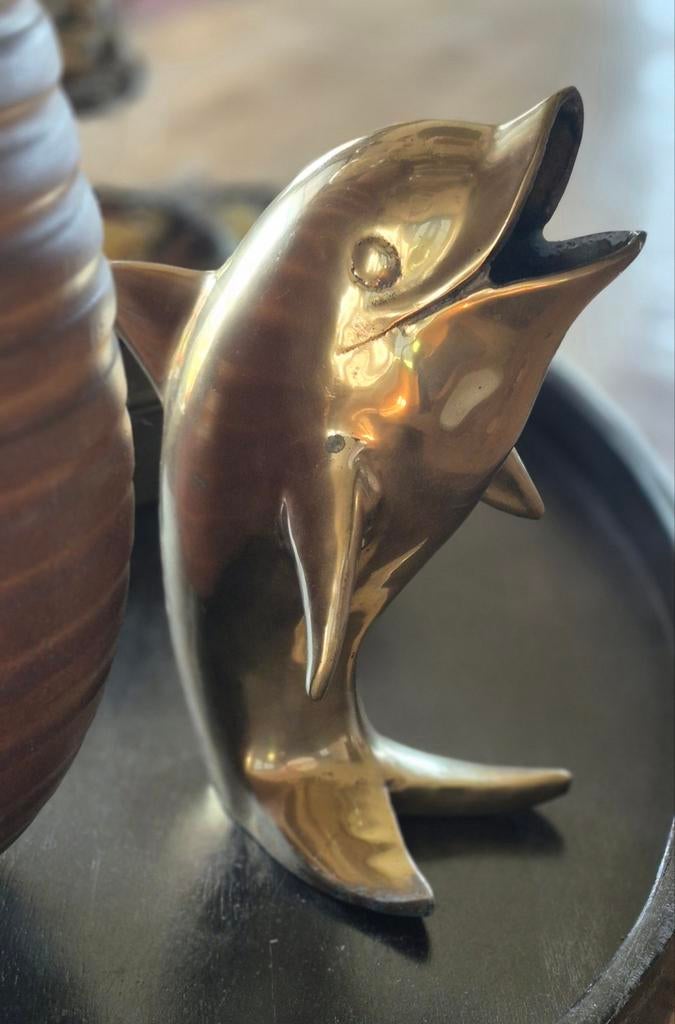 Vintage Messing Dolfijn – 25 cm, Verzamelen, Beelden en Beeldjes, Ophalen of Verzenden, Dier