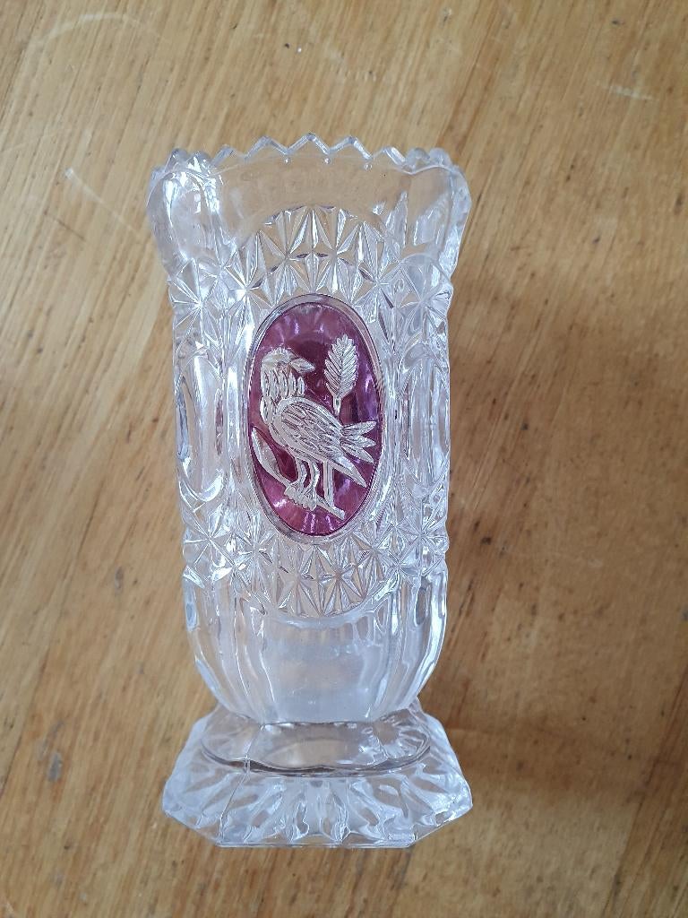 Vintage Hofbauer Byrdes Kristallen Vaasje - Robijnrood, Antiek en Kunst, Ophalen
