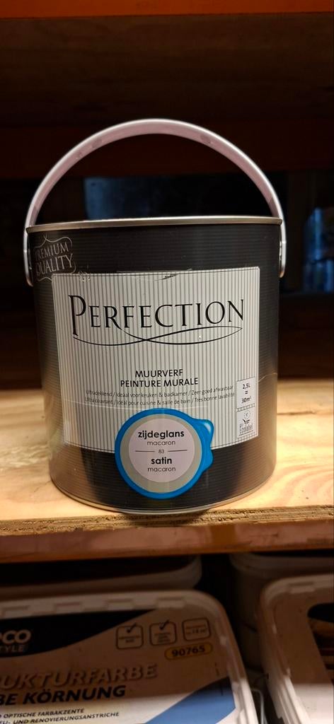 Perfection muurverf zijdeglans macaron 2,5L, Minder dan 5 liter, Ophalen of Verzenden, Nieuw, Overige kleuren