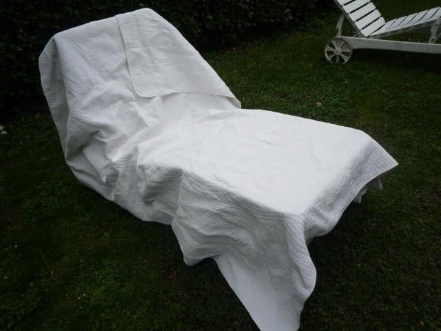 wit katoenen dubbel doorgstikt sprei 1pers 240x230 cm  zgan, Huis en Inrichting, Wit, Overige typen, Tweepersoons, Ophalen of Verzenden