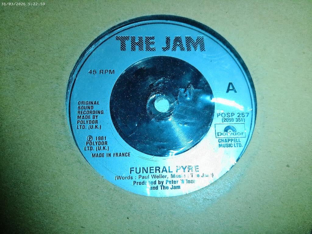 The Jam - Funeral Pyre / Disguises, Cd's en Dvd's, Vinyl Singles, Gebruikt, 7 inch, Single, Ophalen of Verzenden