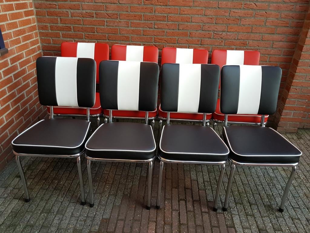 FIFTIES SIXTIES AMERIKAANSE BEL AIR DINER STOELEN MET TAFEL, Ophalen, Overige kleuren, Vier, FIFTIES SIXTIES RETRO