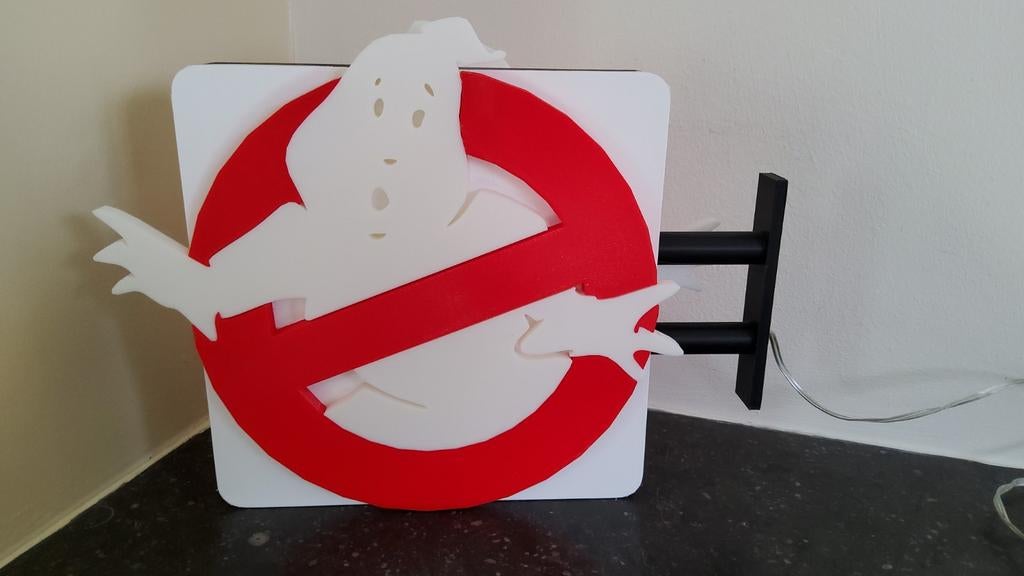 Ghostbusters Uithangbord dubbelzijdig 80s Stijl LED warm wit, Ophalen of Verzenden, Nieuw, Kunststof, Jaren '80, Retro, Film Merchandise