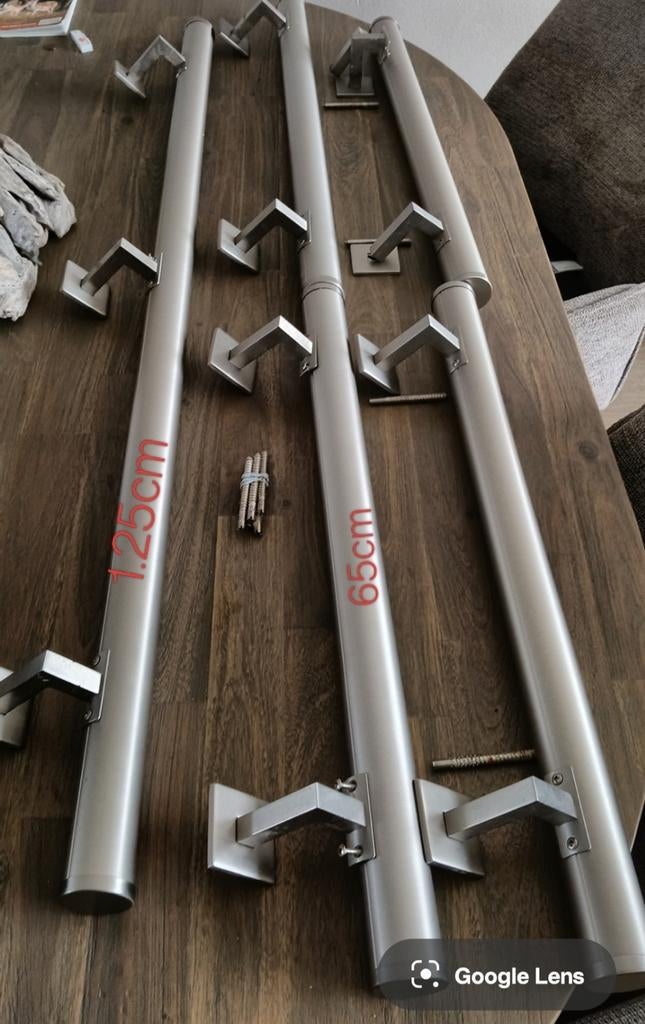 4RVS trapleuningen met bevestigingen, Ophalen of Verzenden