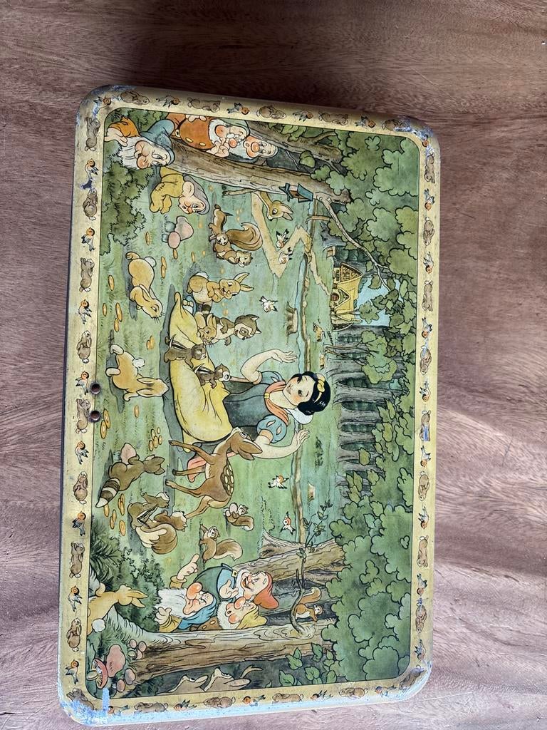 Walt Disney koektrommel jaren 30, Verzamelen, Disney, Gebruikt, Overige typen, Sneeuwwitje of Doornroosje, Ophalen of Verzenden