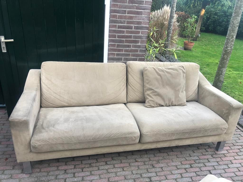 Bank en fauteuils van Leolux., Huis en Inrichting, Banken | Bankstellen, Gebruikt, Rechte bank, Driepersoons, 150 tot 200 cm, 75 tot 100 cm