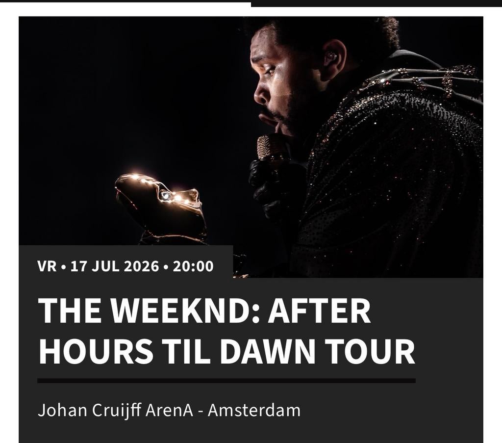 THE WEEKND 2 kaarten 17 juli, Tickets en Kaartjes, Twee personen, Juli