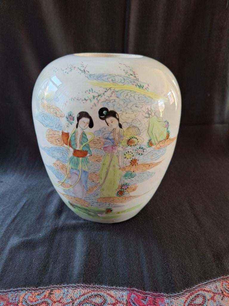 Antieke handgeschilderde Chinese gemberpot, Ophalen of Verzenden