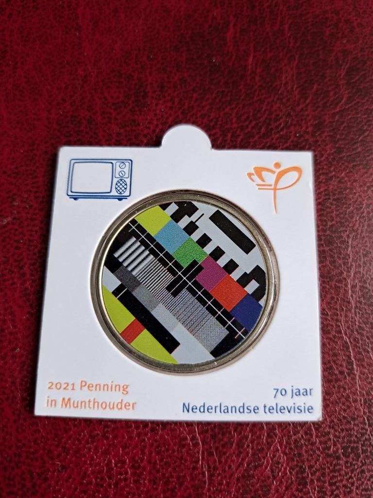 Penning 70 jr Nederlandse Televisie 2021 Bedrukte Munthouder, Ophalen of Verzenden, Overige materialen, Nederland