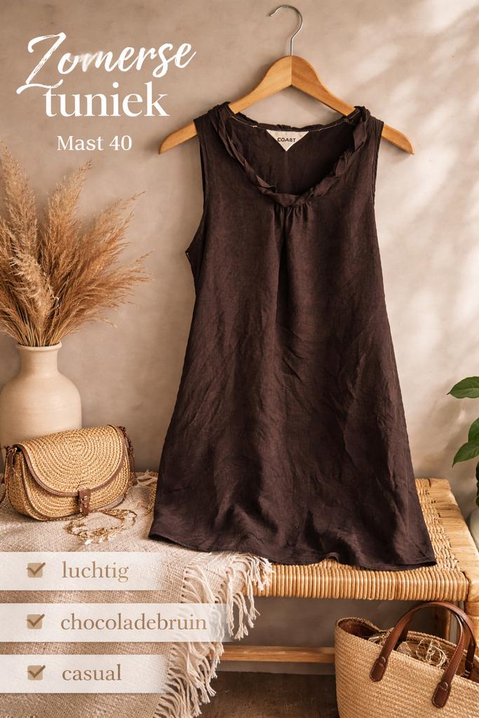 Luchtige chocoladebruine tuniek van Coast, maat 42, Bruin, Maat 42/44 (L), Ophalen of Verzenden, Zonder mouw