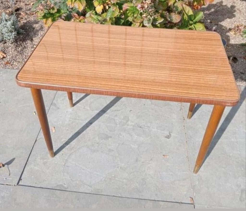 Bijzettafel Vintage, jaren 60, formica, midcentury,, Ophalen of Verzenden, Gebruikt, Rechthoekig, Minder dan 55 cm