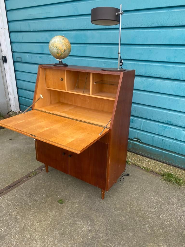 ‘60 vintage teak design bureau/secretaire kastje goede staat, Huis en Inrichting, Ophalen, Deens '60 vintage teak scandinavisch design