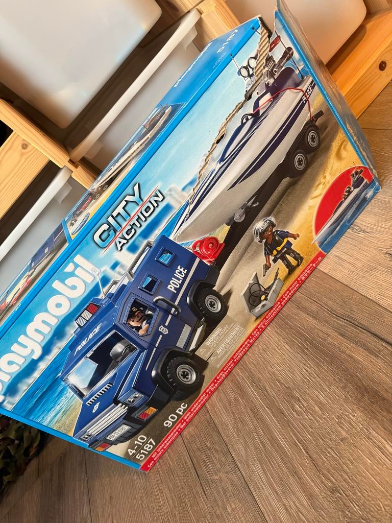 Playmobil City Action politieboot en bus, Ophalen of Verzenden, Nieuw, Complete set