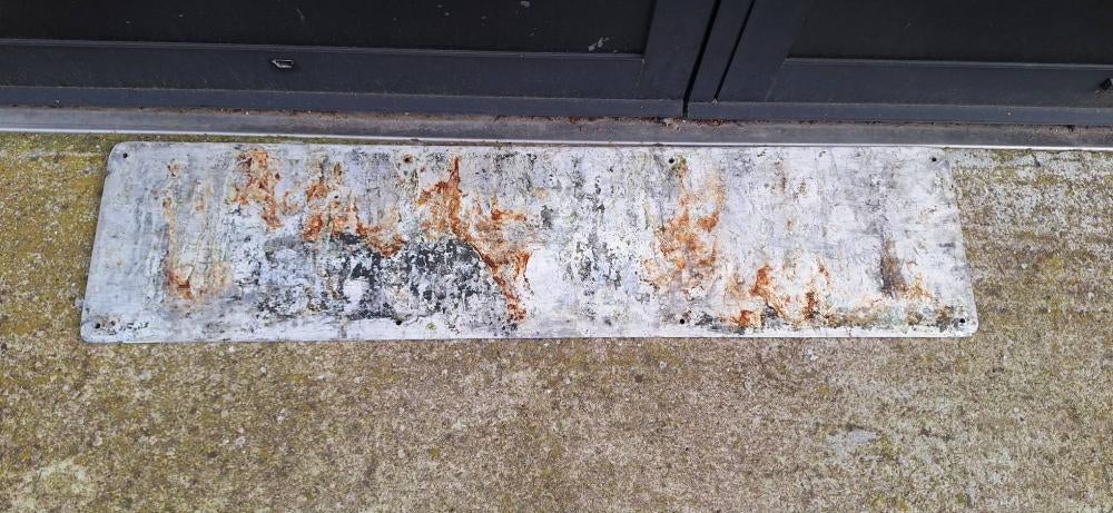 Set van 2 machine platen, typeplaat van gegoten aluminium💪, Reclamebord, Gebruikt, ., Ophalen of Verzenden