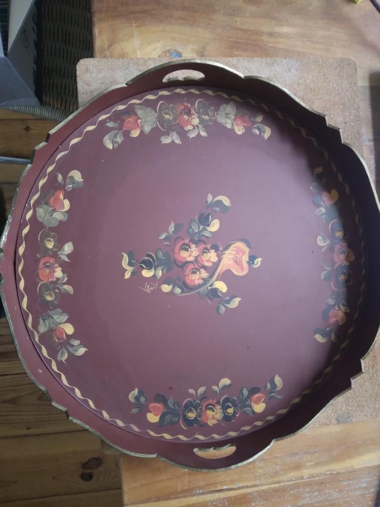 Hindelooper dienblad, folklore, Ophalen of Verzenden, Rond, Hout