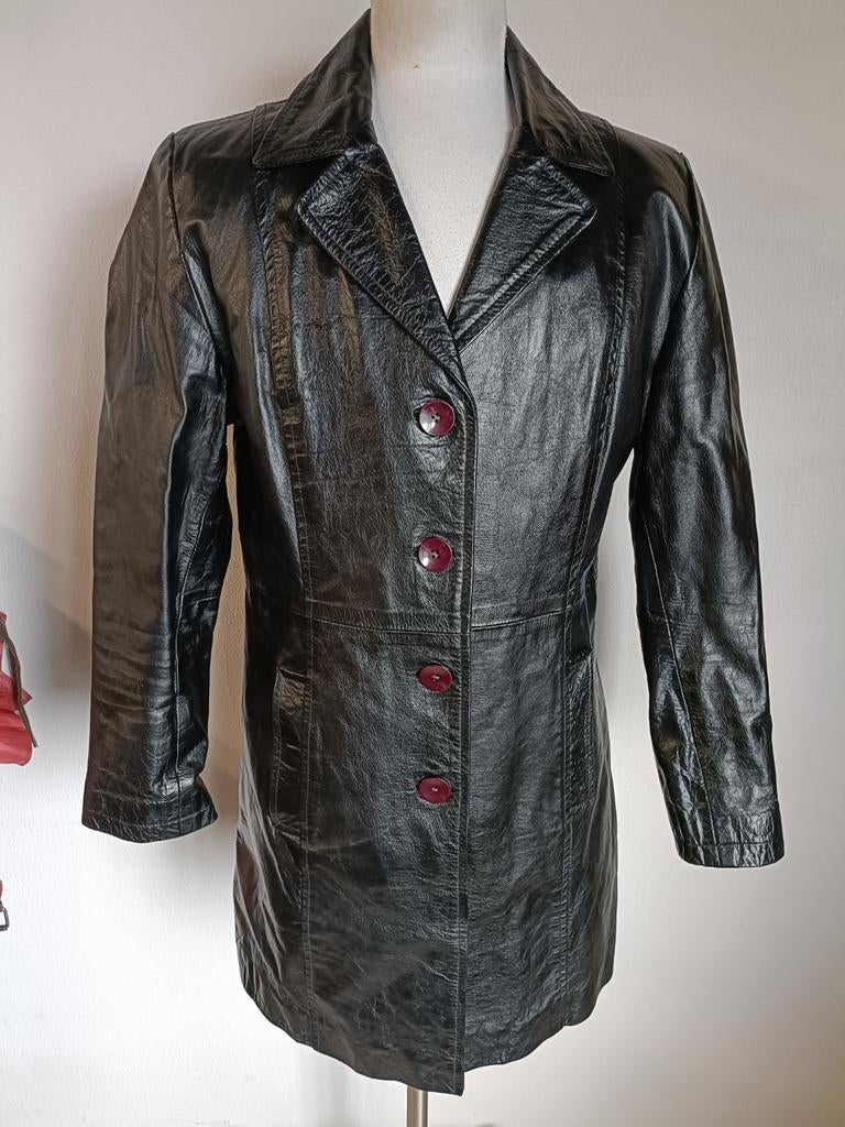 Zwart leren jas maat 40, Ophalen of Verzenden, Zo goed als nieuw, Maat 38/40 (M), Zwart