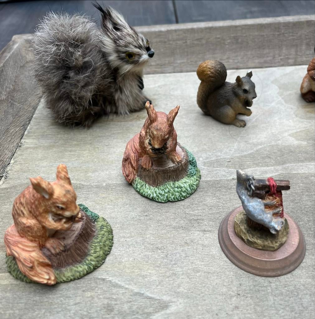 Verzameling van 12 eekhoorns, Ophalen of Verzenden, Gebruikt, Wild dier, Beeldje of Figuurtje