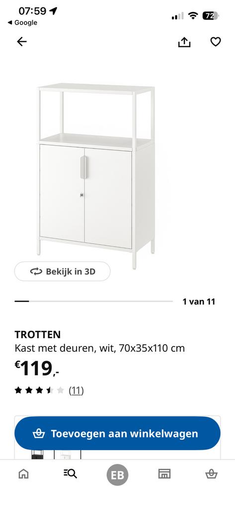 Ikea badkamerkast trotten, Ophalen, (Half)hoge kast, 100 tot 150 cm, 50 tot 100 cm