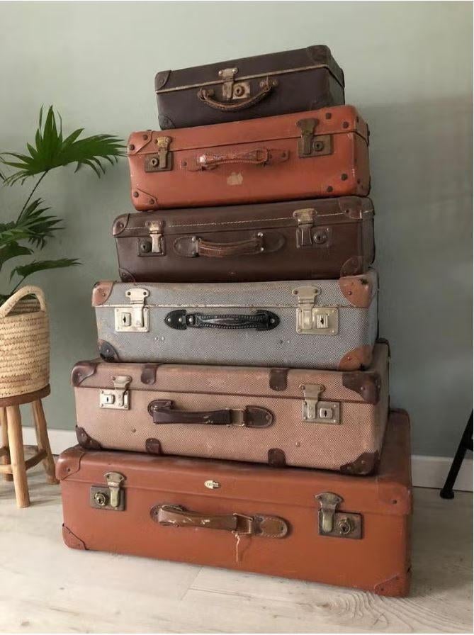 6 oude antieke brocante koffers in verschillende afmetingen, Ophalen