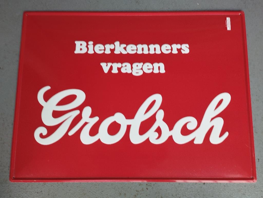 Twee Reclame borden van Grolsch, Verzamelen, Ophalen of Verzenden, Zo goed als nieuw, Reclamebord, Plaat of Schild, Grolsch