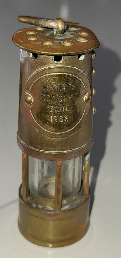 Vintage Mijnenlamp Mijnwerkerslamp W. Notts Concert Band, Ophalen of Verzenden