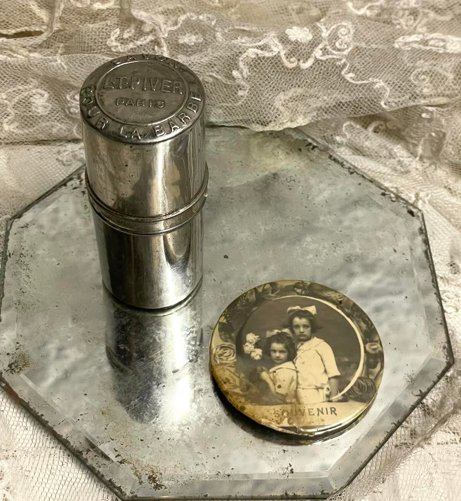 Brocante oude scheerzeep houder L T PIVER PARIS, Ophalen of Verzenden