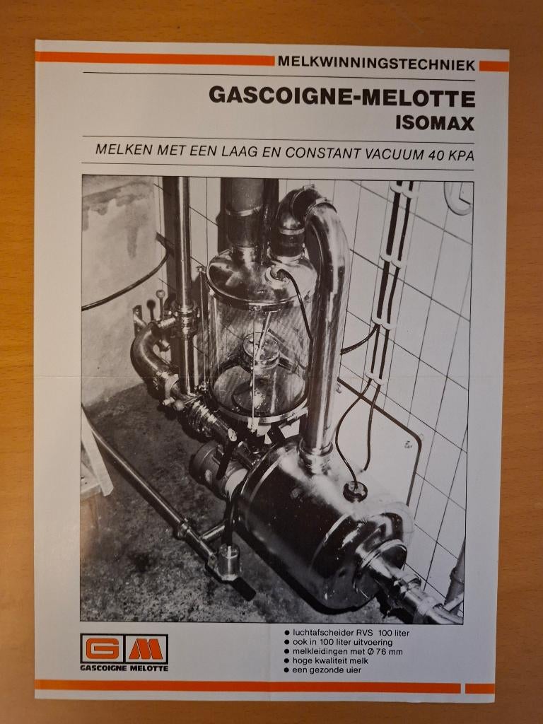 Folder Gascoigne Melotte Isomax melkwinningstechniek, Verzenden, Gelezen, Tractor en Landbouw