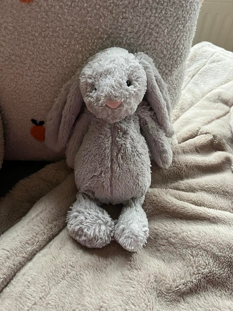 Jellycat Bashful Bunny Knuffel - Grijs, Ophalen of Verzenden, Zo goed als nieuw, Konijn
