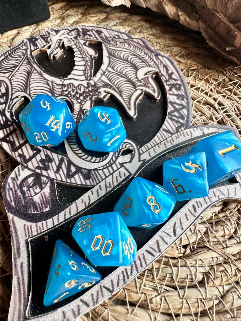 Polyhedrale Dobbelstenenset D4-D20 - Blauw met Goud, Een of twee spelers, Ophalen of Verzenden, Nieuw