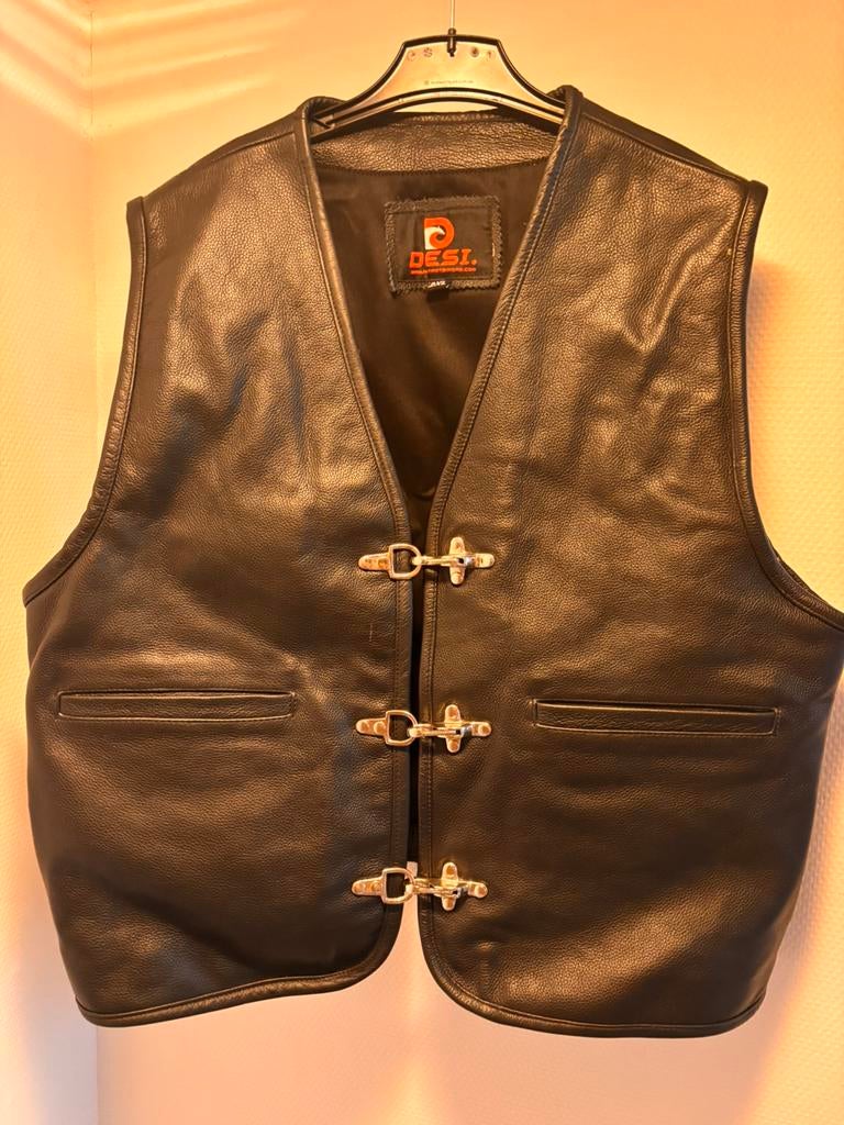 Leren motor hesje, Ophalen of Verzenden, Zo goed als nieuw, Zwart