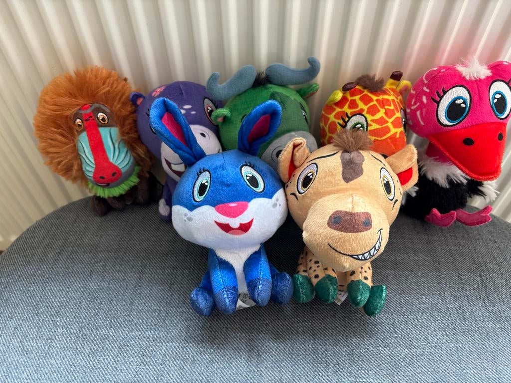 Leuke knuffels safari mini’s 7 stuks, Ophalen of Verzenden, Gebruikt, Overige typen