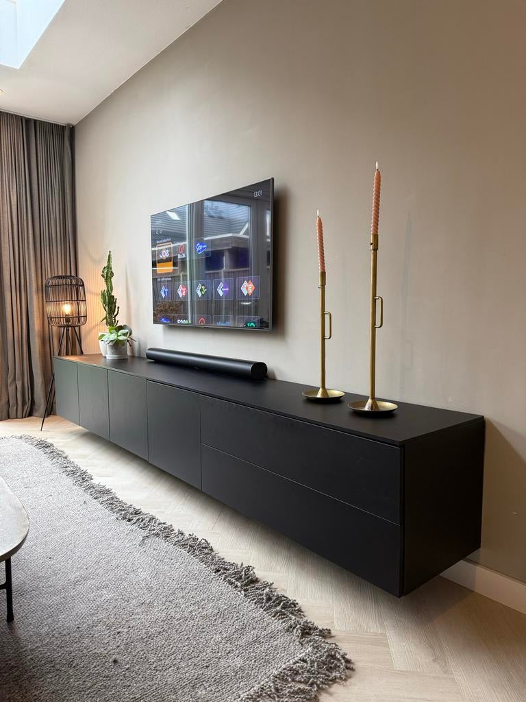 Zen-lifestyle zwevend tv meubel Libra modern zwart 309cm, Ophalen, Zo goed als nieuw, 200 cm of meer, Minder dan 100 cm