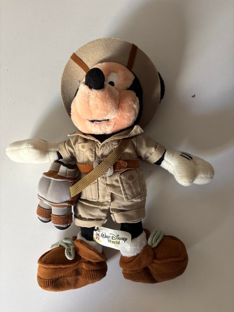 Vintage 1990 Mickey Mouse Safari Knuffel - Walt Disney World, Ophalen of Verzenden, Mickey Mouse, Zo goed als nieuw, Knuffel