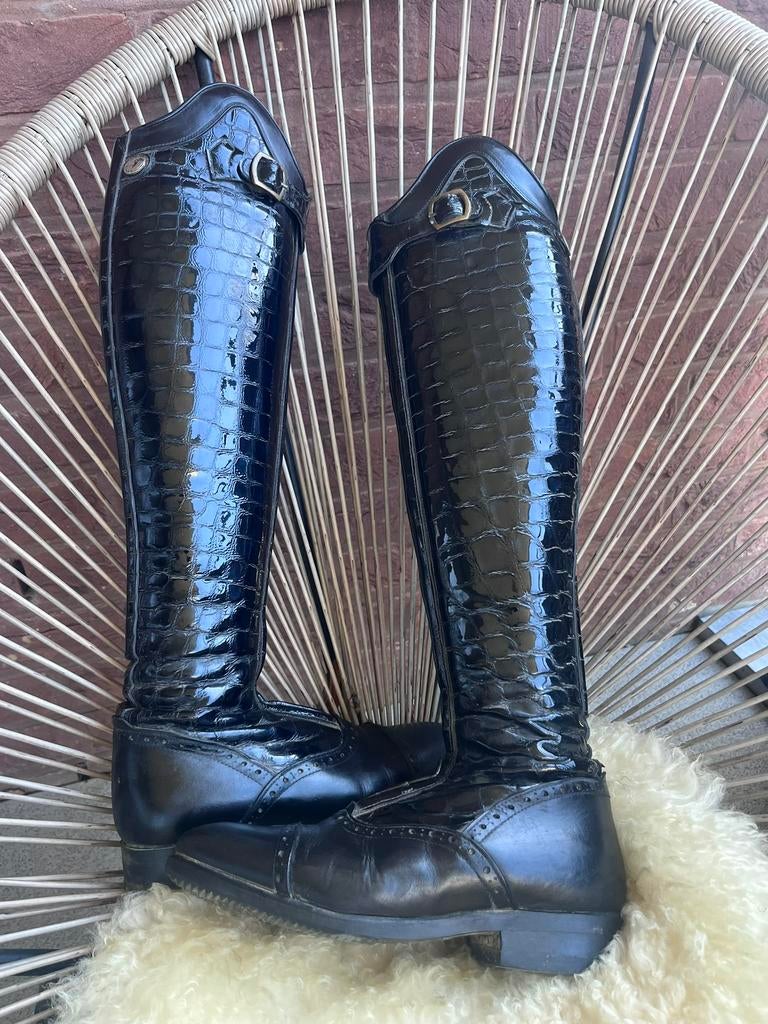 Navy blauwe lak croco Celeris rijlaarzen maat 36, Dieren en Toebehoren, Gebruikt, Dressuur, Ophalen of Verzenden, Dames