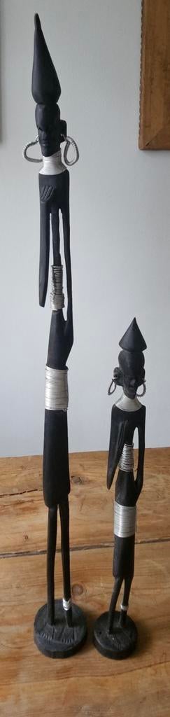 Handgemaakte Afrikaanse beelden (Makonde-stijl) 52 & 30 cm., Ophalen of Verzenden, Afrika