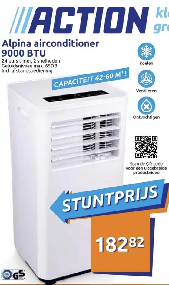 Airco nieuw in de doos, Witgoed en Apparatuur, Airco's, Minder dan 60 m³, 3 snelheden of meer, Ophalen of Verzenden, Zo goed als nieuw