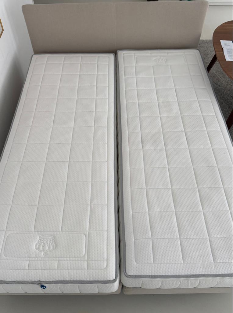 Auping BOXSPRING 160x200 met 2 Cresto matrassen, Ophalen, Beige, Tweepersoons, Zo goed als nieuw