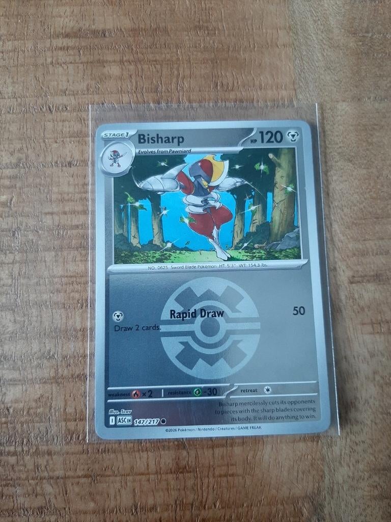 Bisharp #147, Quick Ball, Pokemon Ascended Heroes, Ophalen of Verzenden, Nieuw, Losse kaart
