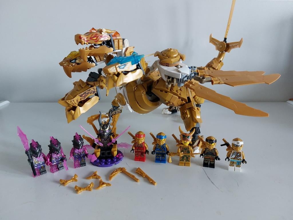 Lego Ninjago - 71774 - Lloyd's Golden Ultra Dragon, compleet, Lego, Ophalen of Verzenden, Zo goed als nieuw, Compleet