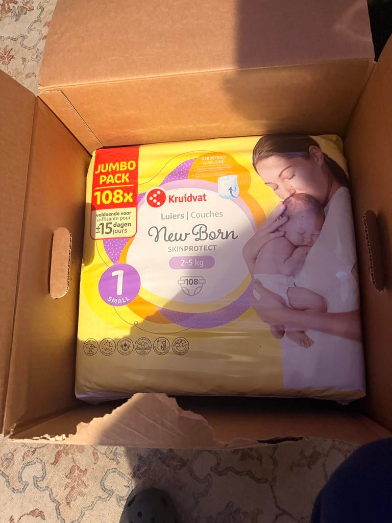 Kruidvat New Born Luiers Maat 1 (2x108 stuks), Ophalen of Verzenden, Nieuw