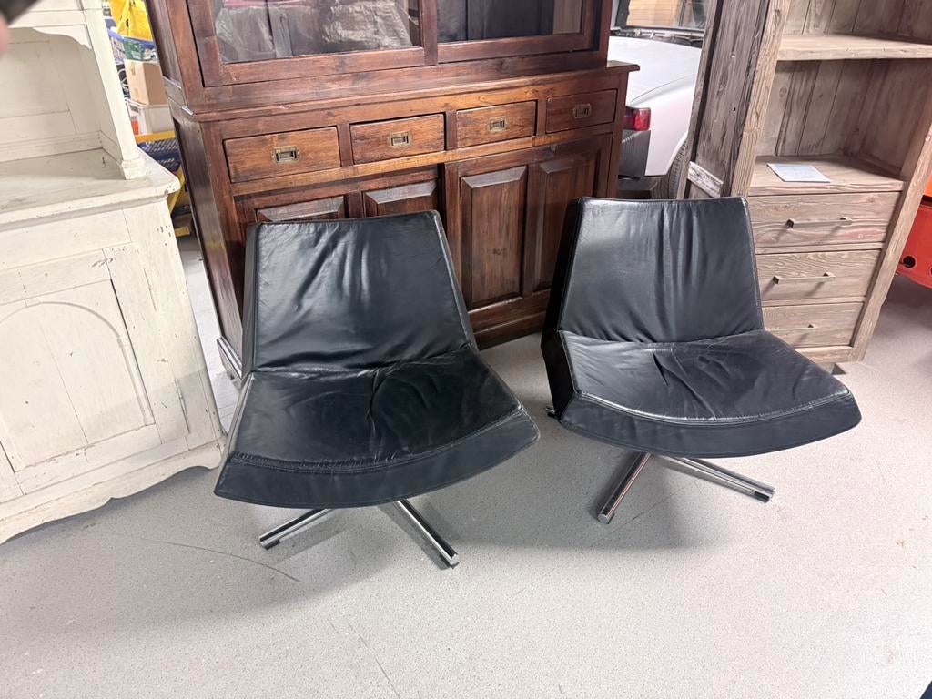 Zeer mooie lederen fauteuils vintage design stoel, Huis en Inrichting, Fauteuils, Ophalen, Zo goed als nieuw, 75 tot 100 cm, 50 tot 75 cm