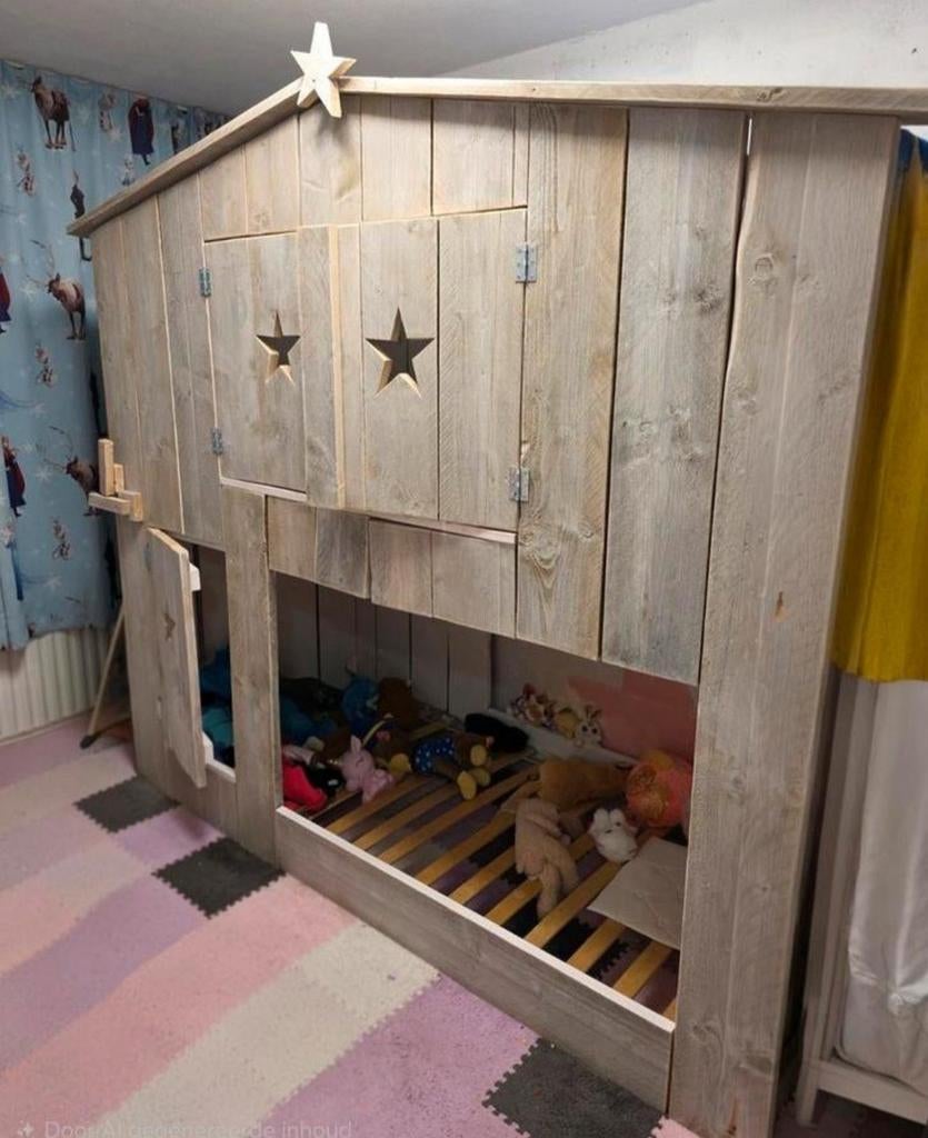 Steigerhout huisjes stapelbed, Ophalen of Verzenden, Stapelbed