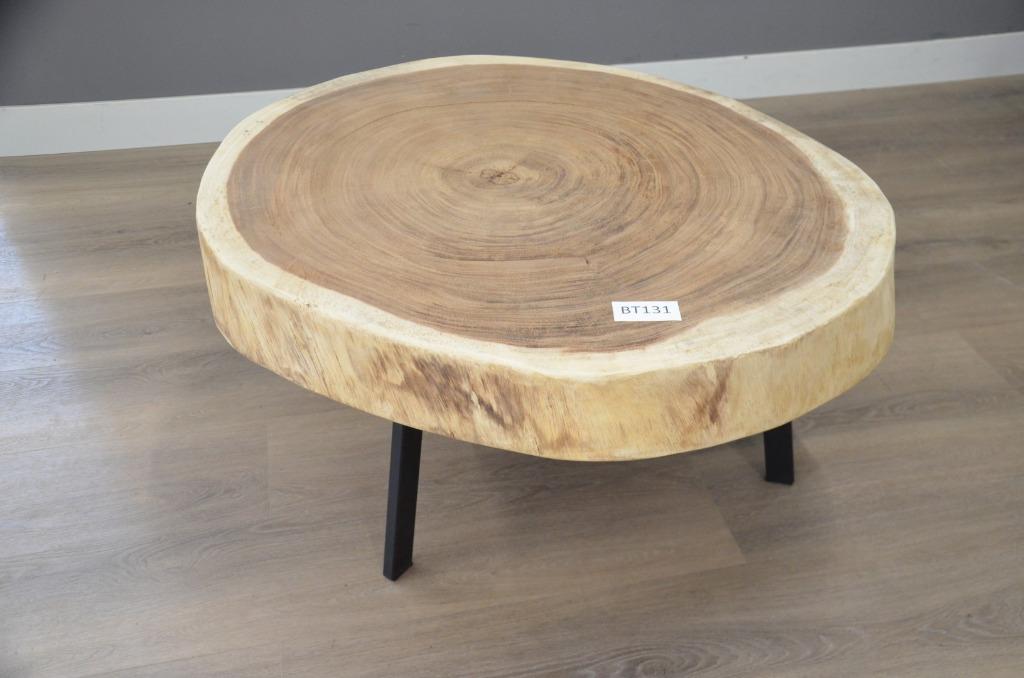 Ronde suar salontafel - 80 - 92cm -BT131, Overige houtsoorten, 50 tot 100 cm, Rond, Nieuw