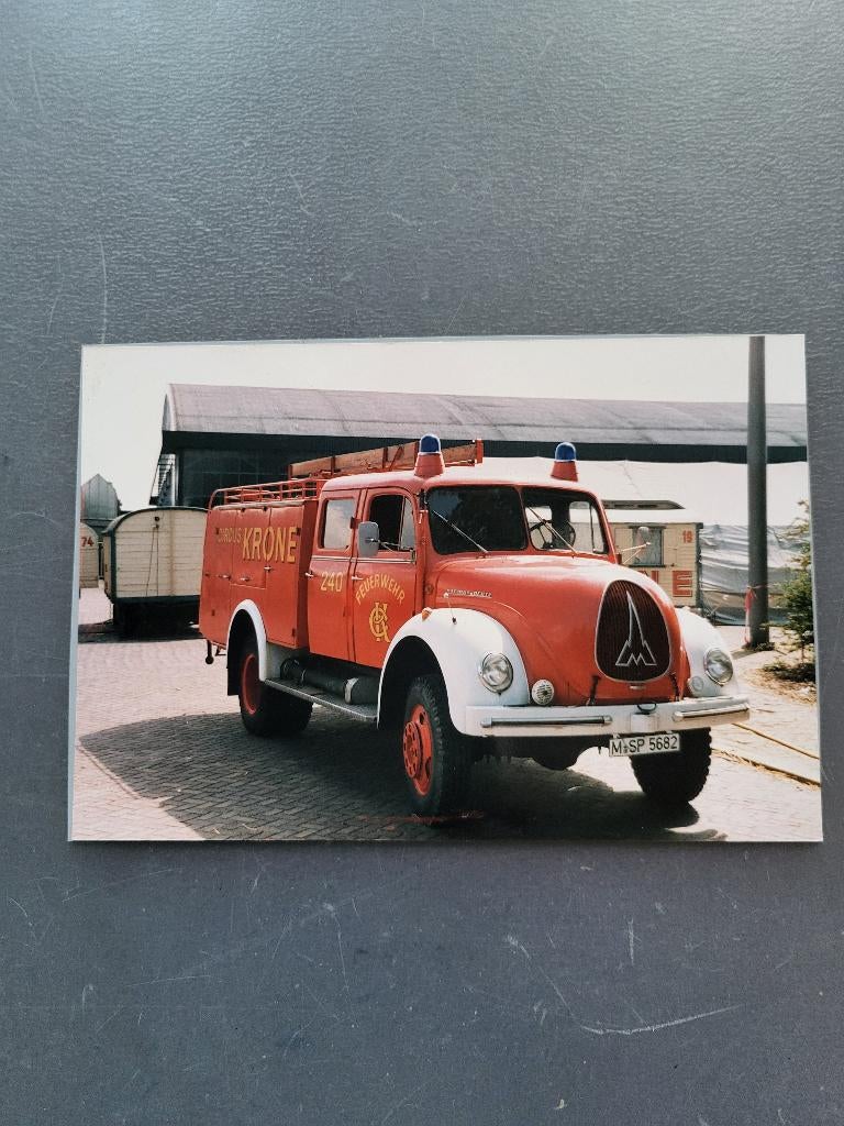 Circus/ fotokaart brandweerwagen van het Circus Krone., Verzamelen, Ophalen of Verzenden, Gebruikt