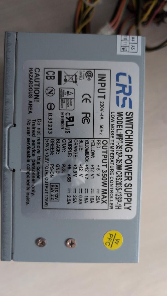 CRS2035-12P-1H 350W PC Voeding, Ophalen of Verzenden, Gebruikt
