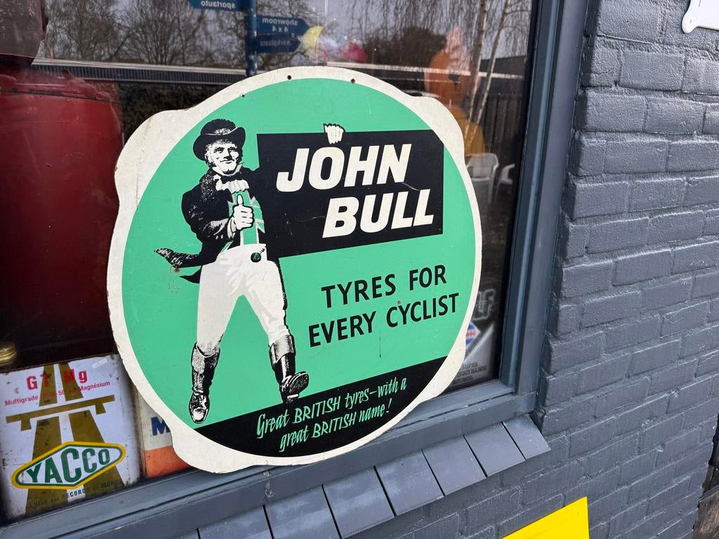 Vintage John Bull Fietsbanden Reclamebord, Reclamebord, Gebruikt, ., Ophalen of Verzenden