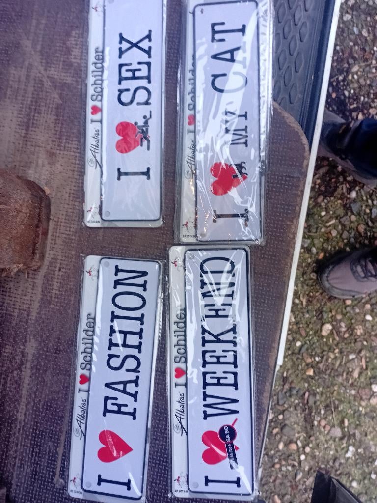 Nummerplaat met diverse tekst 0,50 per stuk, Ophalen of Verzenden, Nieuw, Auto's